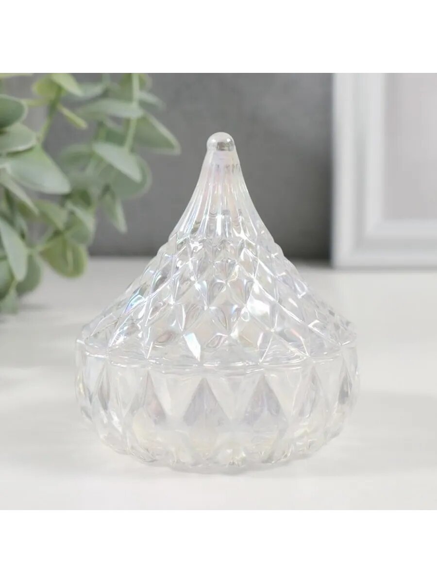 Стеклянная шкатулка-крышка с голографическим эффектом