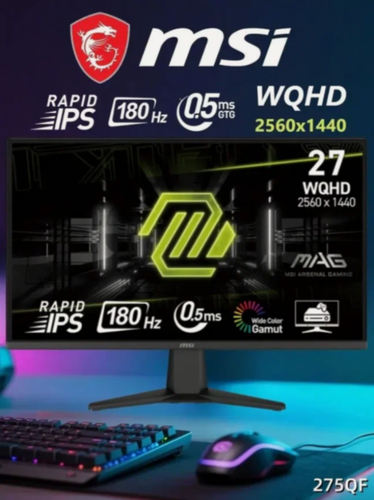 Изображение товара 27" Монитор игровой MSI MAG 275QF 2560х1440, 180Hz, 0.5 ms (GTG), IPS, Adaptive-Sync, черный