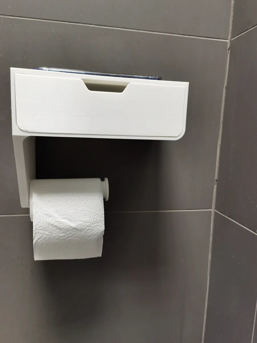 Держатель для туалетной бумаги с ящиком для мелочей и полочкой — фото 1