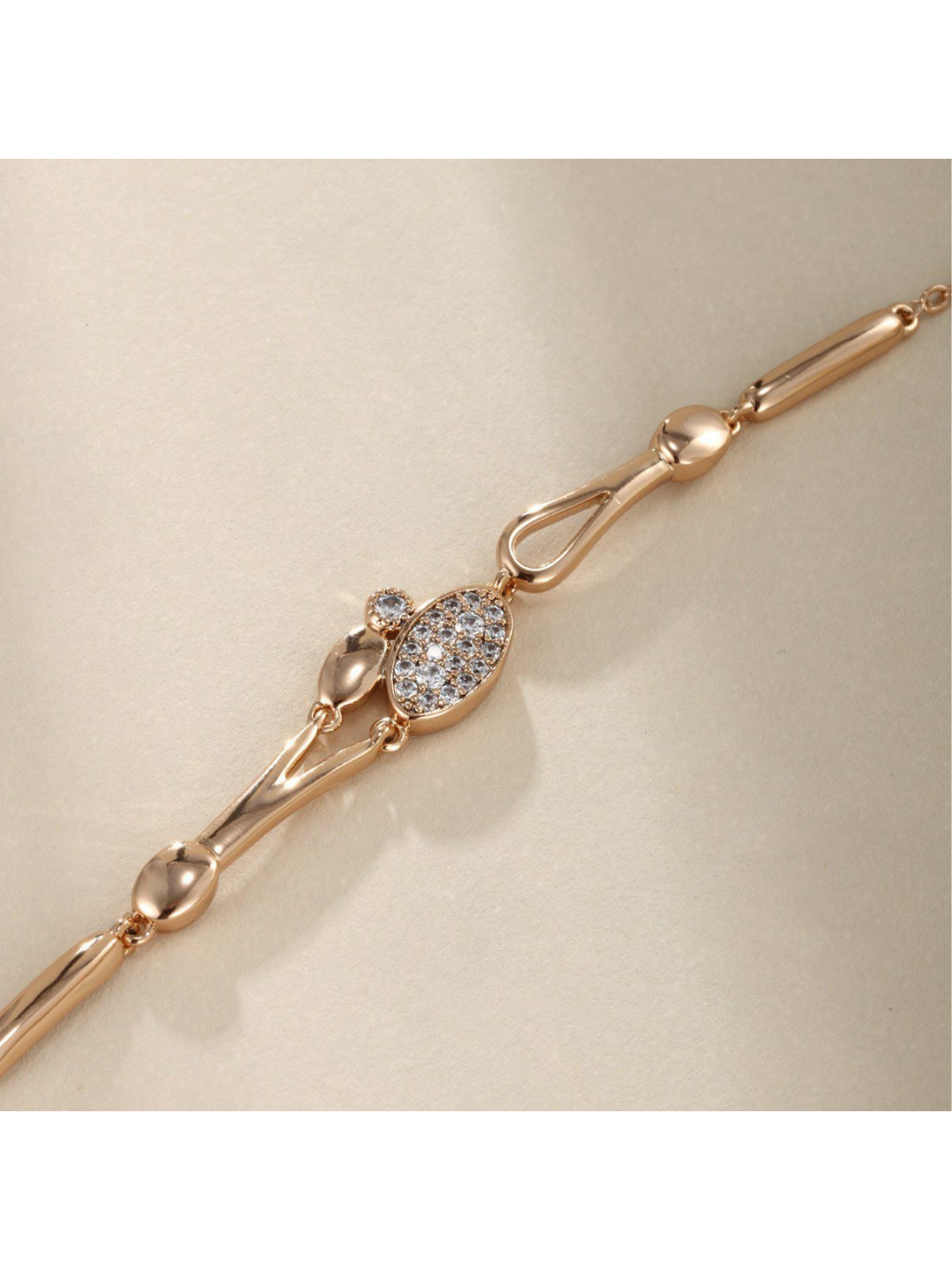 Браслет-нить, циркон, 1 шт., размер 19 см, размер one size, диаметр 19 см, gold — фото 1