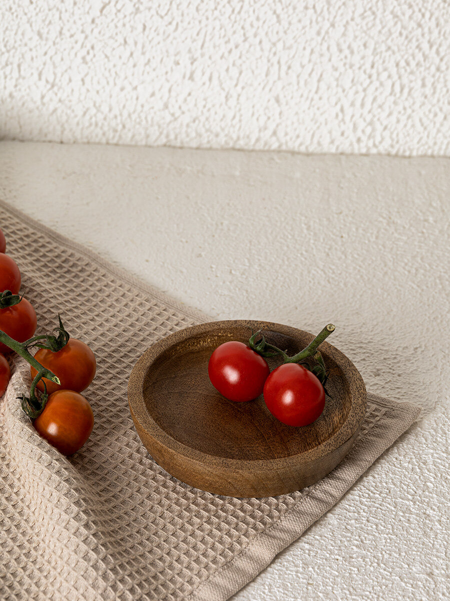 Блюдо тарелка для сервировки менажница DeNASTIA манго D12 см, коричневый, KB00084