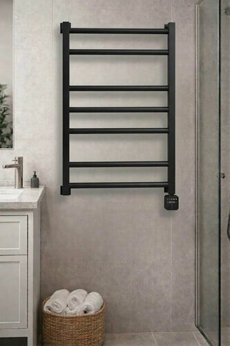 Изображение товара SATURN Электрический полотенцесушитель 80x50 см Черный