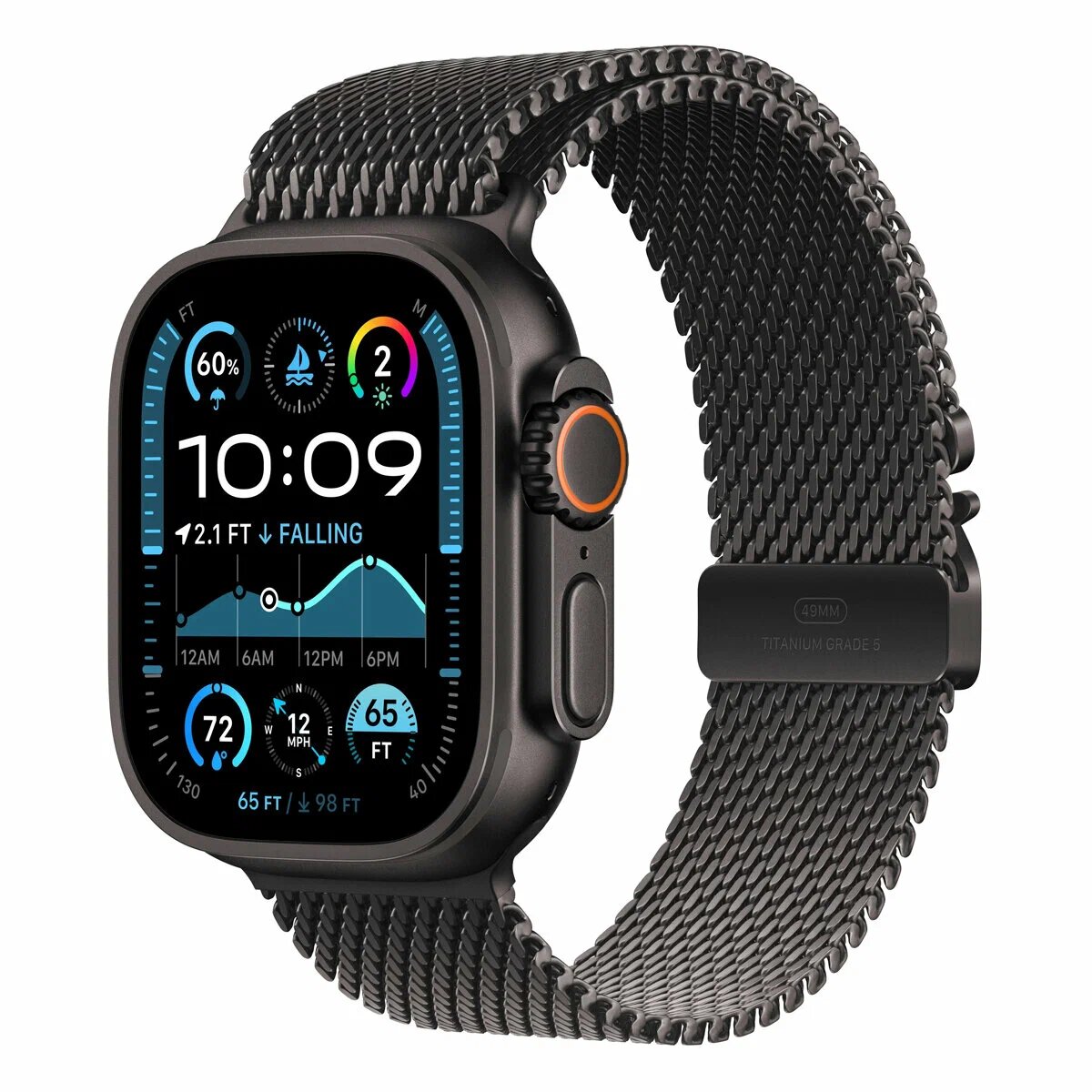 Умные часы Apple Watch Ultra 2 49 мм Black Titanium Case GPS + Cellular, Titanium Milanese Loop S, Black