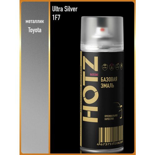 фото Аэрозольная краска "toyota ultra silver 1f7" hotz, 1k базовая автомобильная ремонтная эмаль, металлик, 520 ml