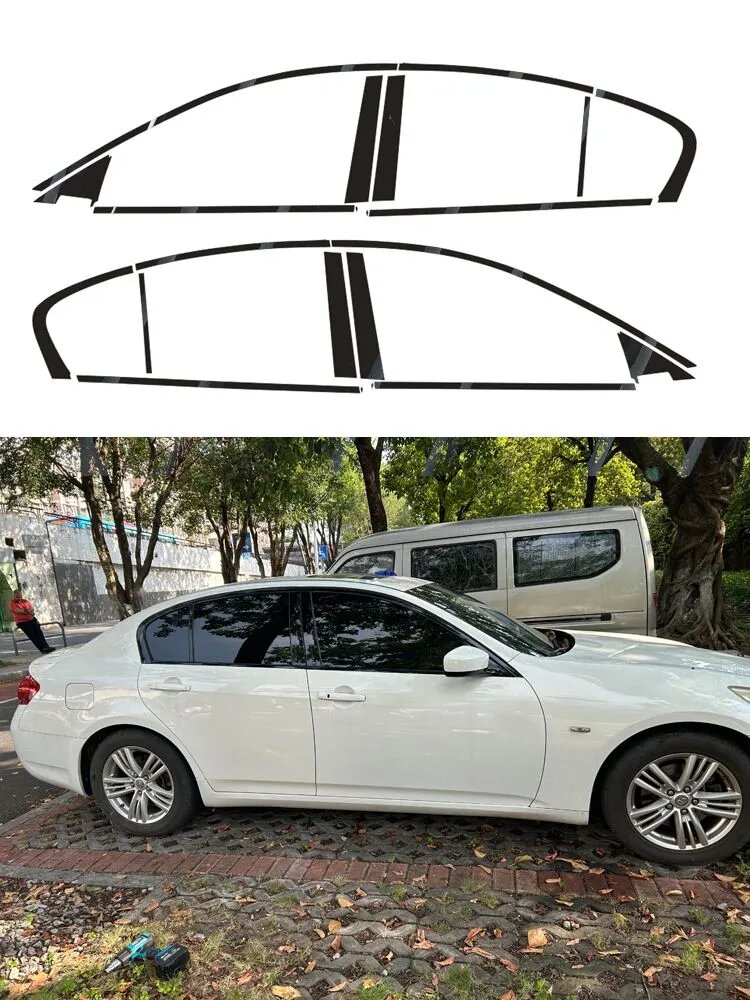 Виниловая накладка Chrome Delete для тонировки оконных молдингов Infiniti G25 35 37 2007-2013 , глянцевая черная