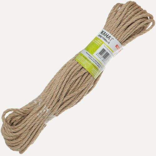 Изображение товара Канат джутовый диаметром 4 мм, длина 30 метров, артикул Кдж4_30. Прочный натуральный материал для хозяйственных нужд.