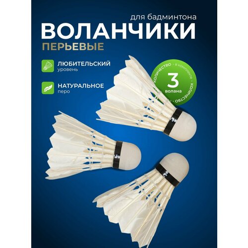Воланы для бадминтона перьевые 3 шт в тубе, набор для игры на даче и активного отдыха, артикул Y6-1879
