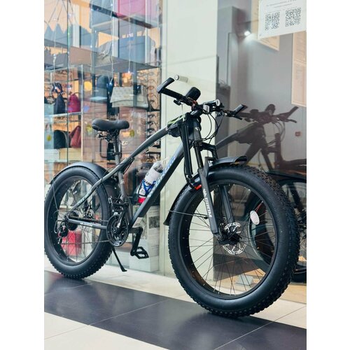 Fatbike Горный велосипед Фэтбайк GROM, 26*4.0 дюймов / взрослый, мужской и женский для прогулки / скоростной, спортивный велик для подростков серый матовый