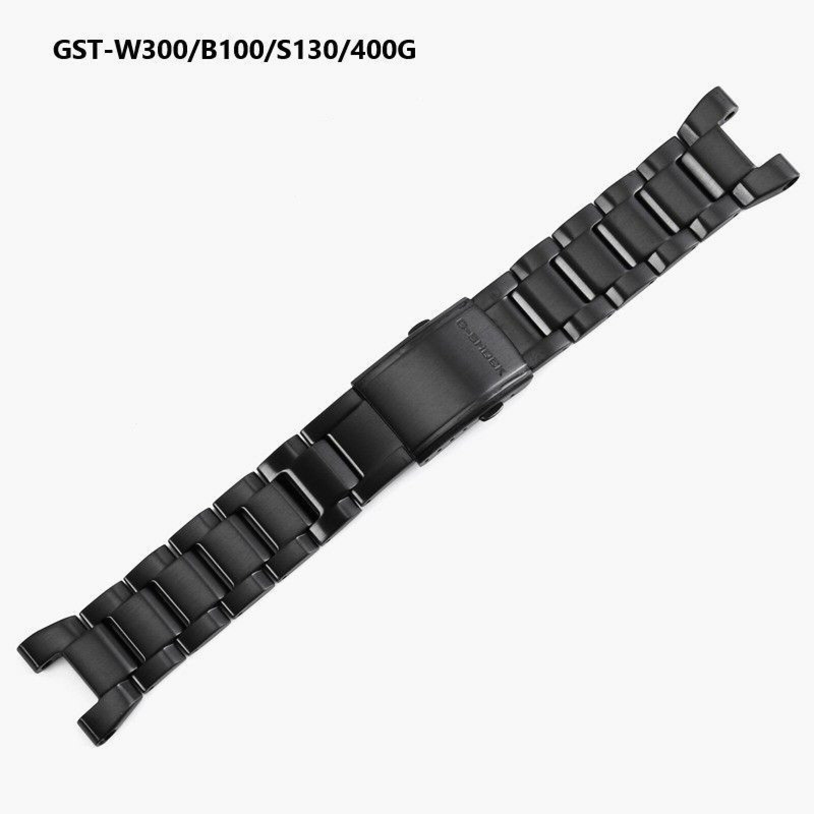 Браслет для часов MyPads G-Shock GST-W300/B100/S130/400G из нержавеющей стали с черной пряжкой