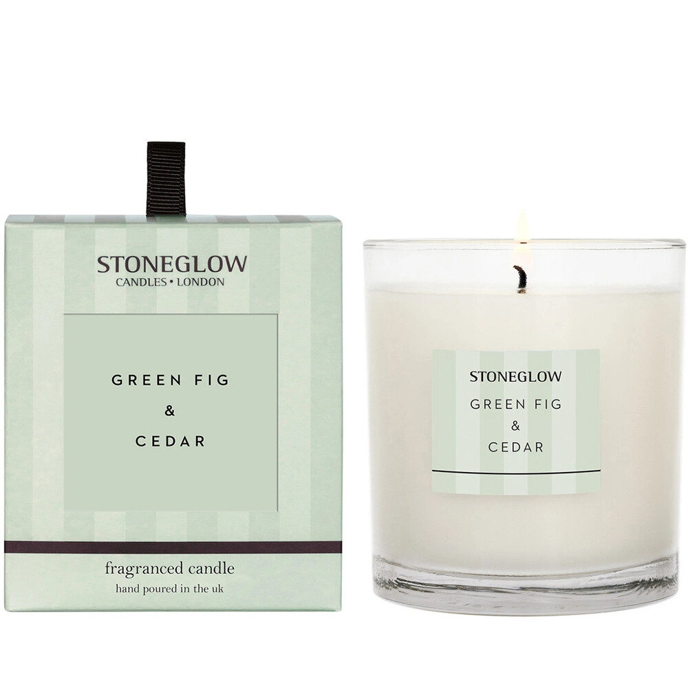 Свеча Stoneglow Green Fig And Cedar 180 гр / Парфюм для дома Стоунглоу Грин Фиг Энд Сидар / Зеленый Инжир И Кедр