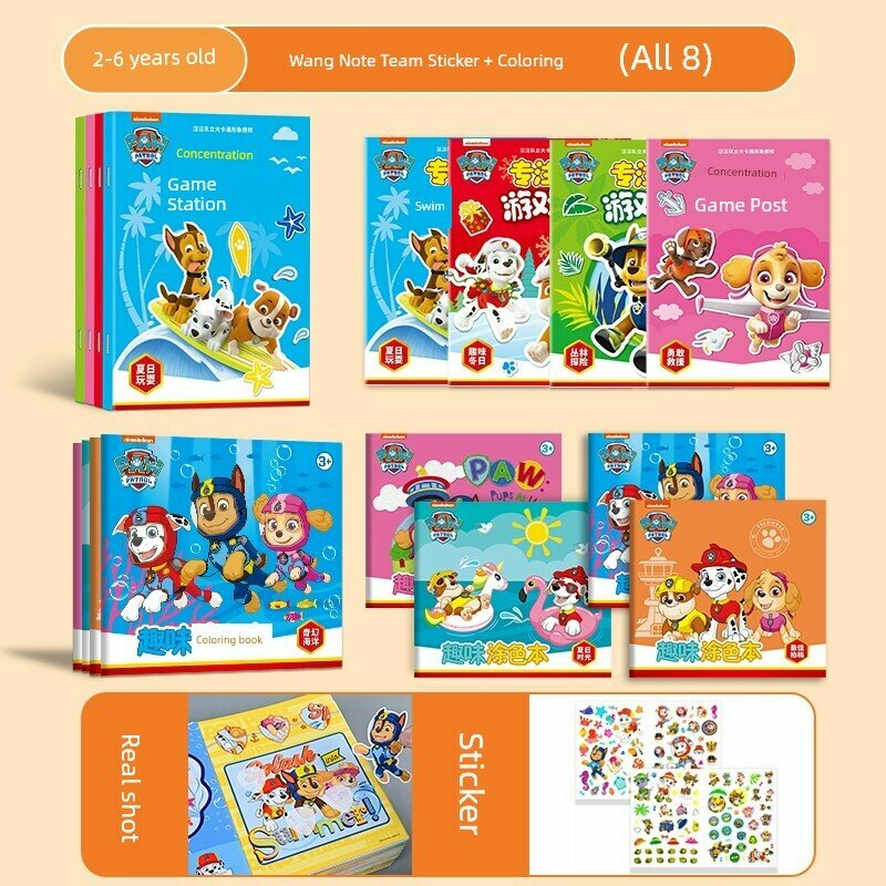 PAW Patrol Набор 1: 4 Книги с Наклейками + 4 Раскраски для Детей, Образовательный Набор