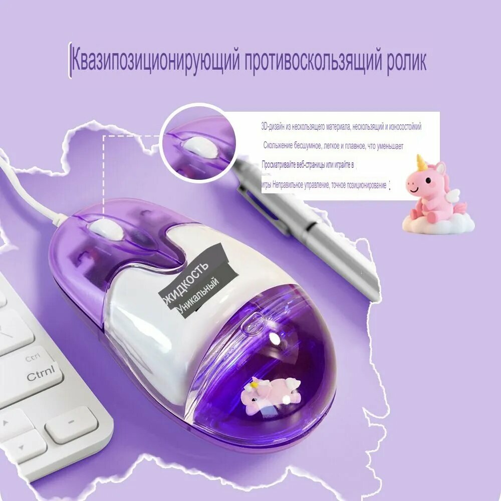 Мышь проводная, фиолетовый