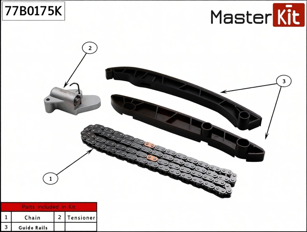 Комплект цепи ГРМ SsangYong D20R 77B0175K MasterKit арт. 77B0175K