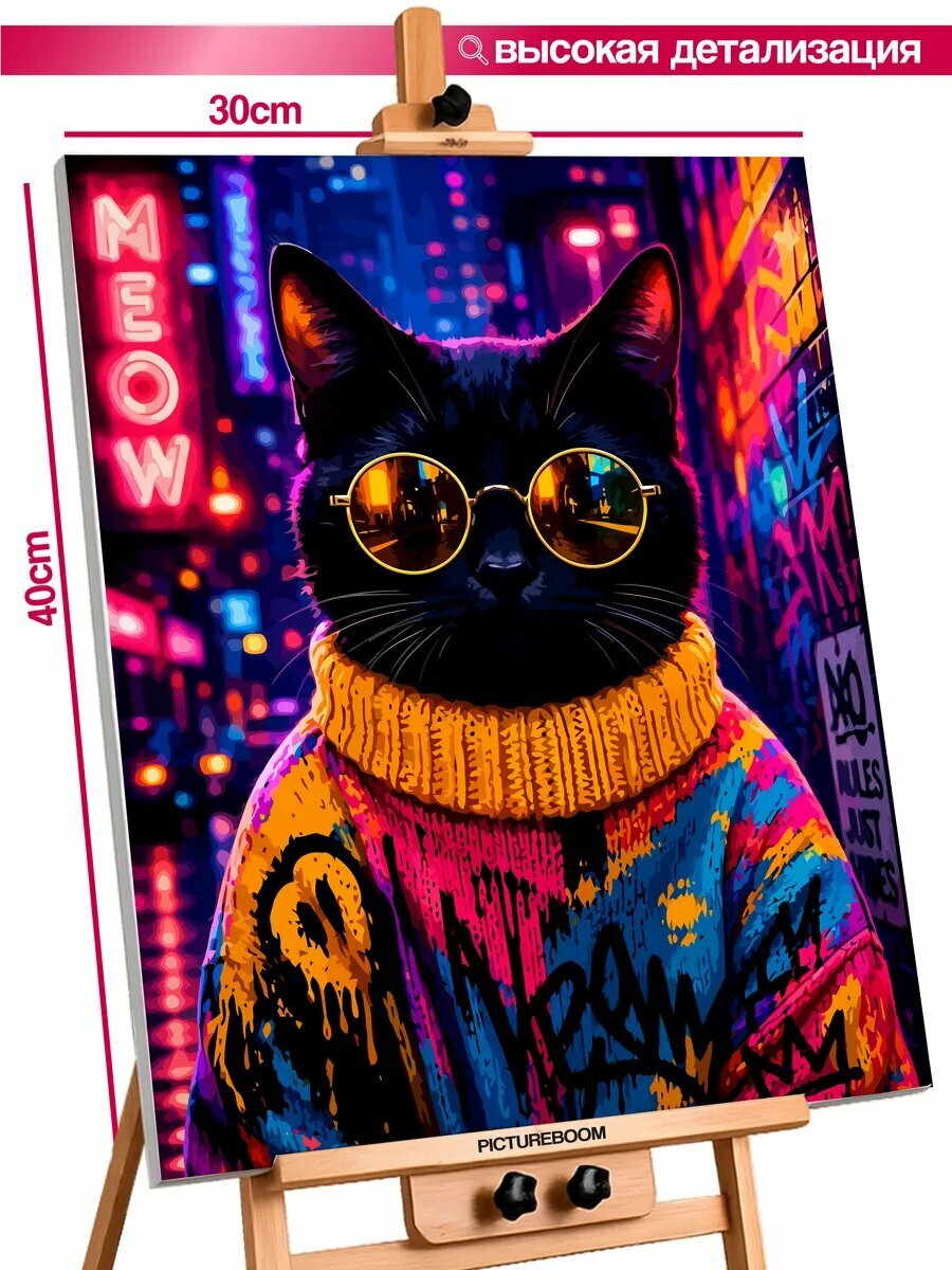 Картина по номерам 30x40 Кот в очках