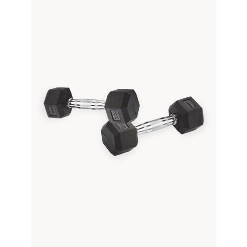 Гантели литые обрезиненные INDIGO, гексагональные, 2шт по 3кг