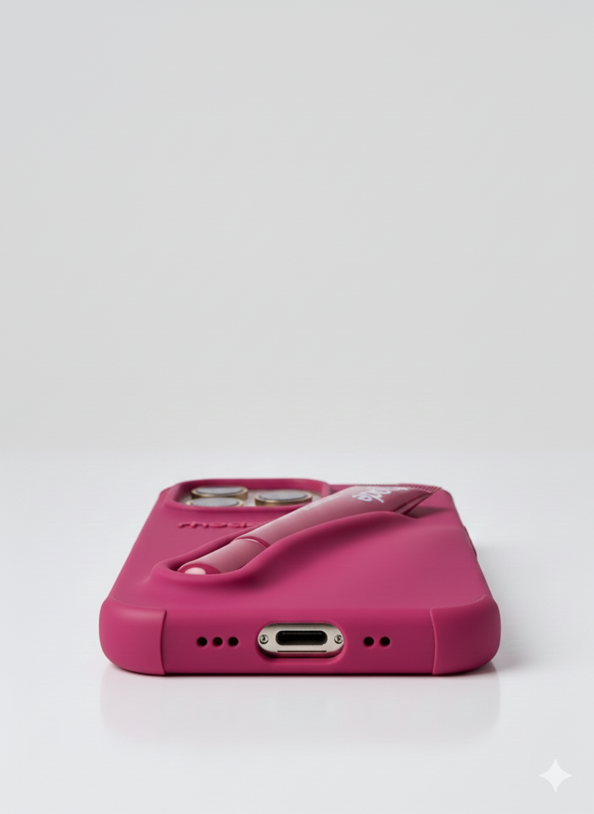 Чехол для iPhone 14 Pro Max с держателем для блеска для губ (Rhode style) — фото 1