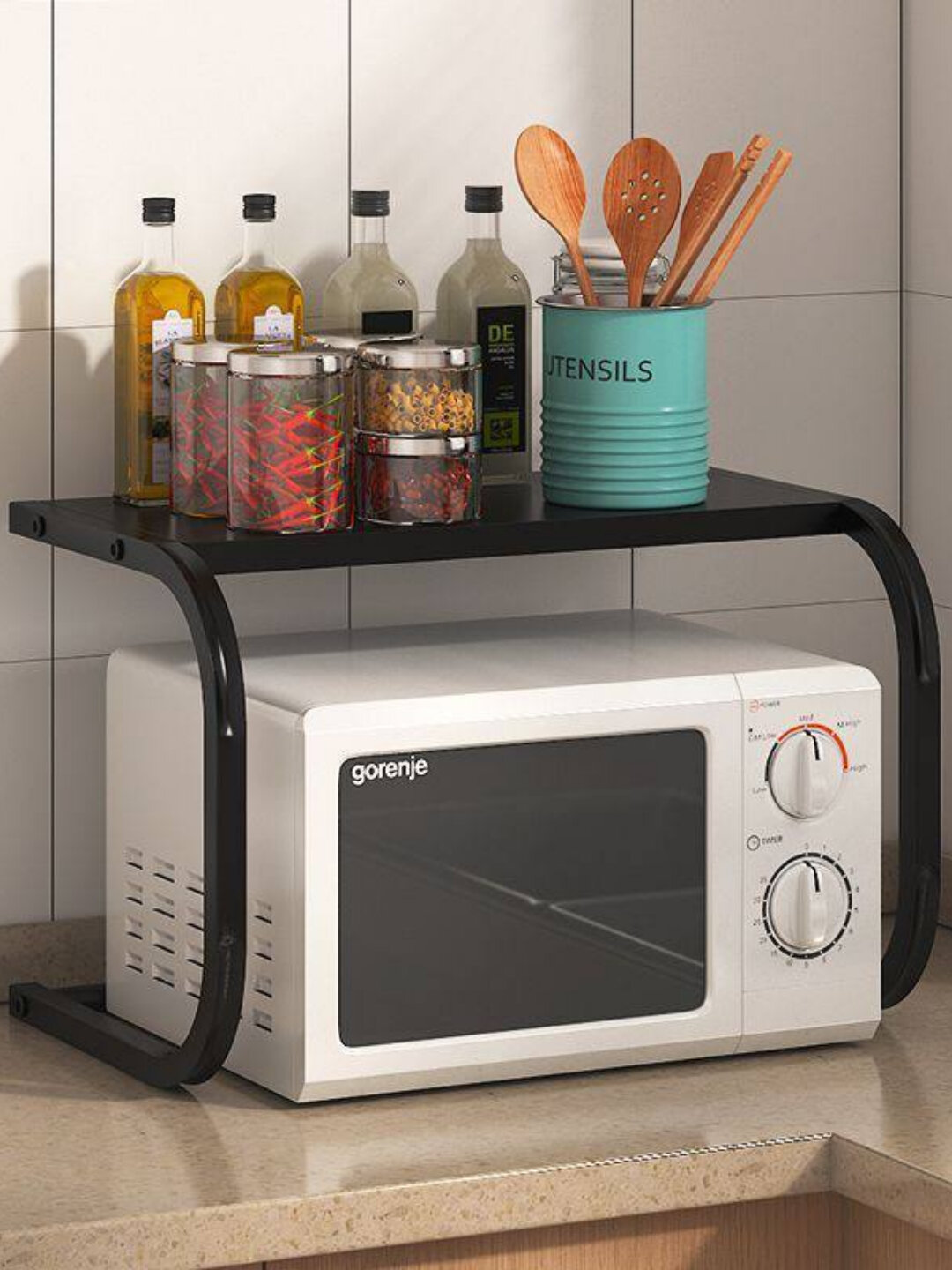 Металлическая раздвижная полка для микроволновки, подставка, мини стеллаж для кухни