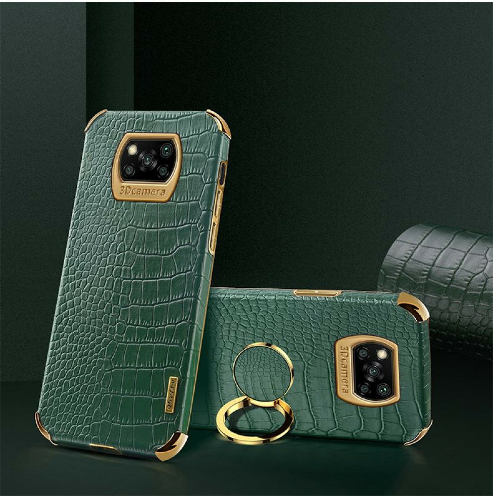 Чехол MyPads для смартфона Xiaomi Poco X3, X3 NFC и X3 Pro зелёный с текстурой под кожу крокодила, противоударный