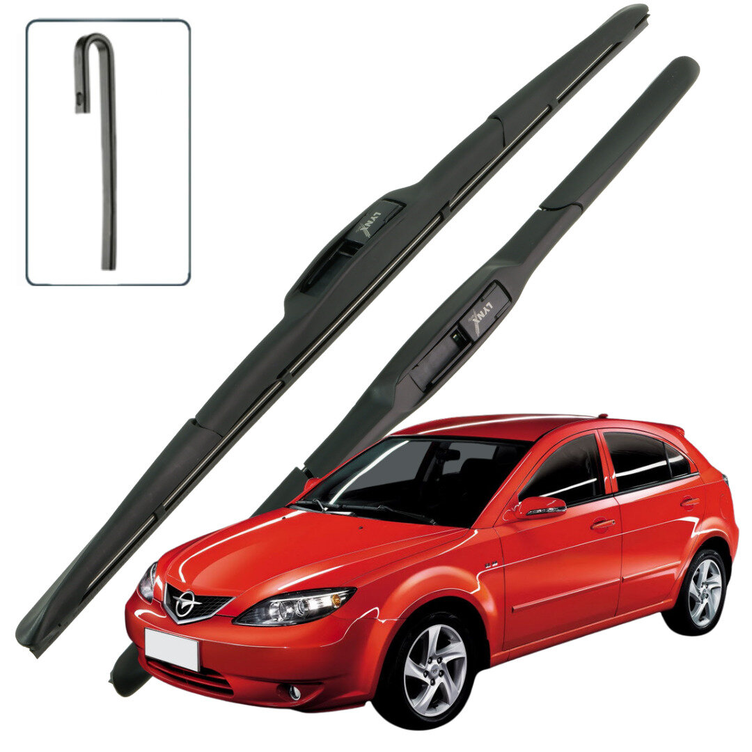 Дворники Haima 3 H11 / Хайма 3 хэтчбек 2011 / 2012 / 2013 Щетки стеклоочистителя гибридные ОЕМ для автомобиля LYNXauto 600мм-500мм к-т 2шт.