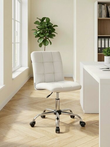 Изображение товара Компьютерное кресло TetChair, обивка экокожа, белое, регулировка высоты, максимальная нагрузка 100 кг