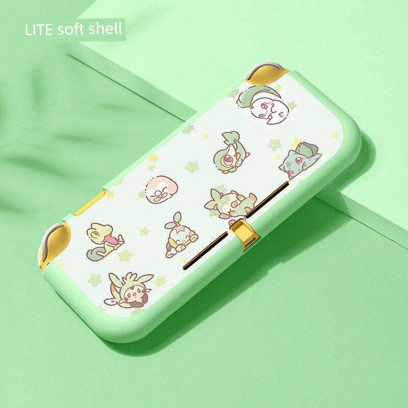 Защитный чехол для Nintendo Switch Lite с ТПУ мягкой оболочкой, тематика покемонов травяного типа, зеленый цвет игровой