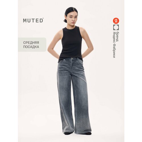 фото Джинсы muted широкого силуэта, размер 24/30 (164-170), светло-серый
