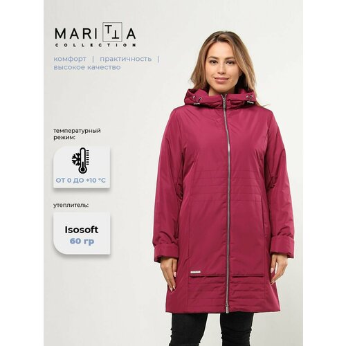 фото Пальто maritta, размер 34, брусничный