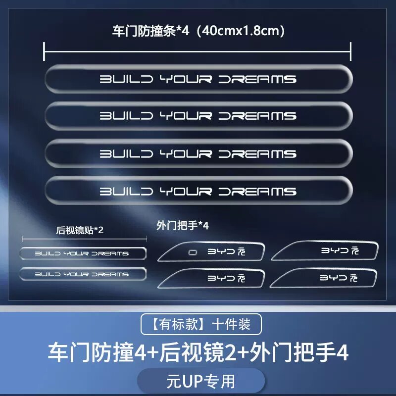 Набор для салона BYD Yuan UP: длинные 4 шт. + короткие 2 шт. + внешние пленки для ручек, полная защита