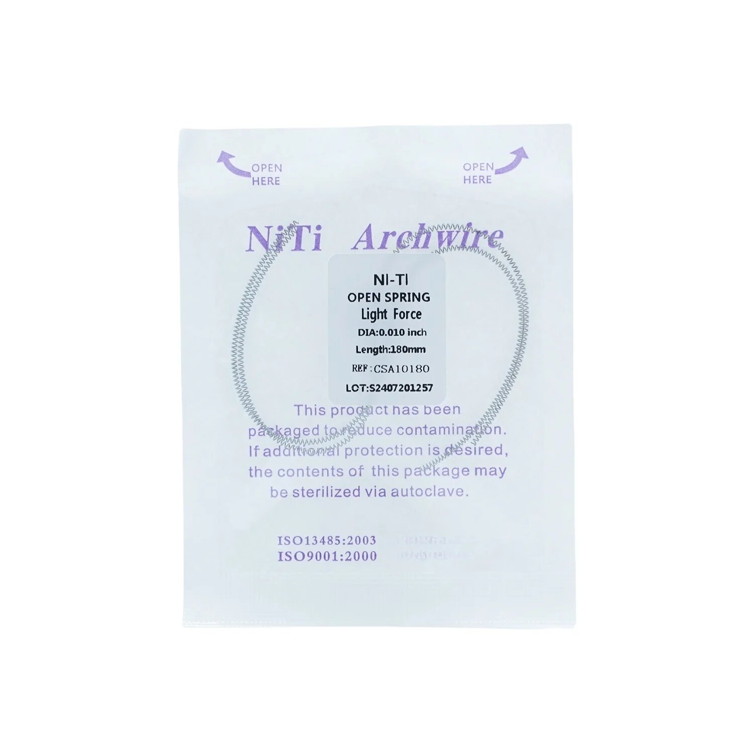 NiTi Archwire Open Spring Light Force 0.0101 180 мм