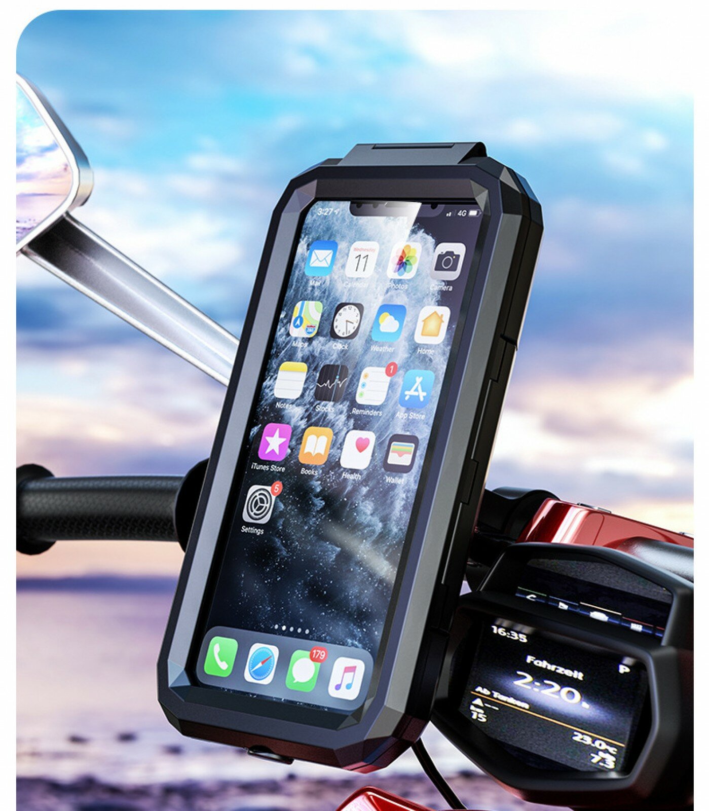 Велосипедный держатель для телефона MyPads прочный водонепроницаемый с зарядкой для велосипеда и мотоцикла