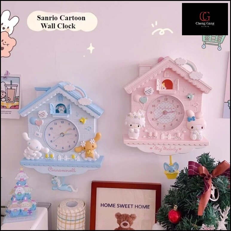 Милые настенные часы Sanrio My Melody Pink для спальни, подвесные часы Hello Kitty Kawaii Room