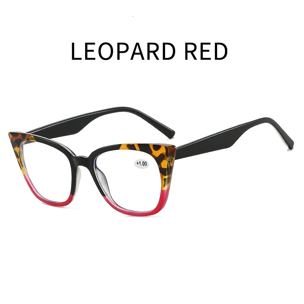KLASSNUM Очки для чтения кошачий глаз пластик Red Leopard, Красный, +350