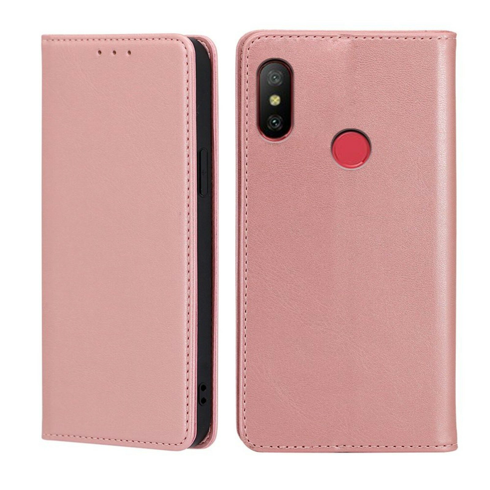 Чехол-книжка MyPads для Xiaomi Mi A2 Lite Redmi 6 Pro из натуральной телячьей кожи с магнитным закрытием розовый