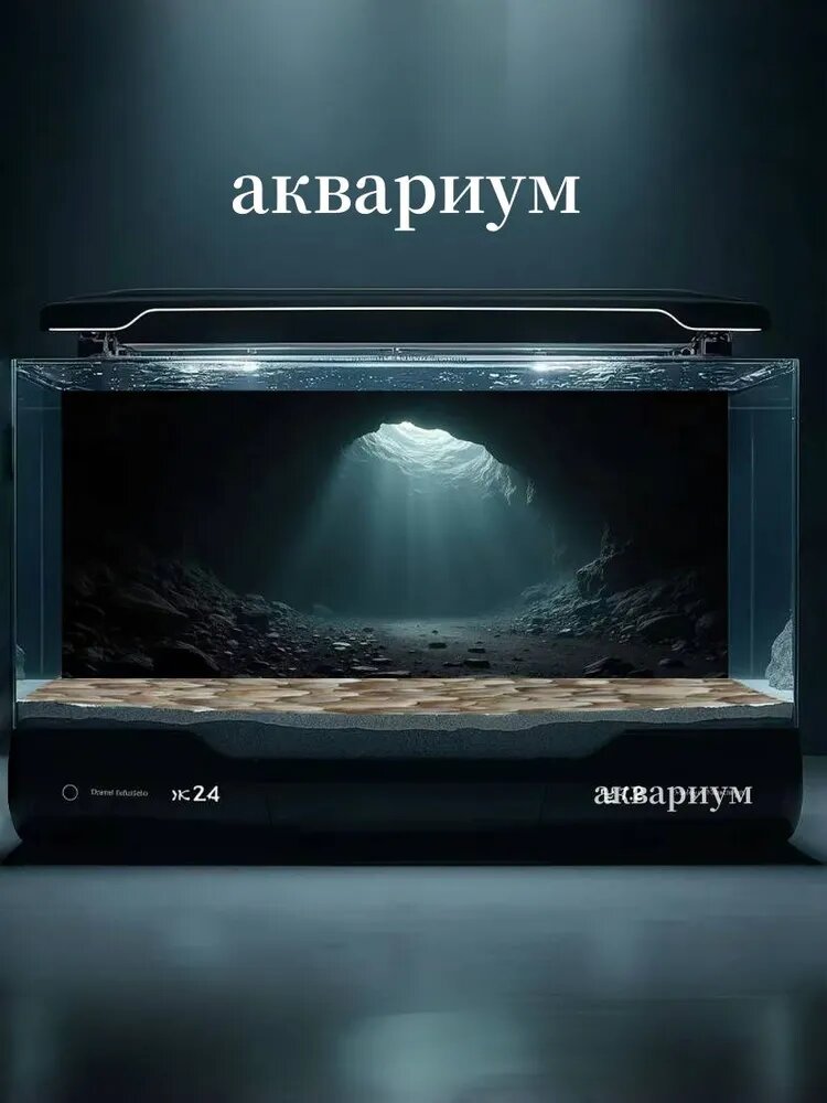 Фон для аквариума Декорации Солнечная пещера на поверхности воды,70x50см