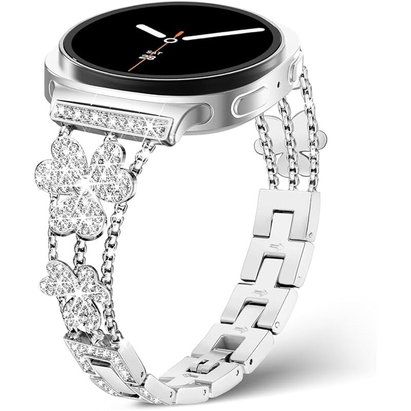 Ювелирный ремешок для Samsung Galaxy Watch 8 40мм 44мм /8 Classic 46мм Блестящий браслет из нержавеющей стали,60, металл, Silver,1,