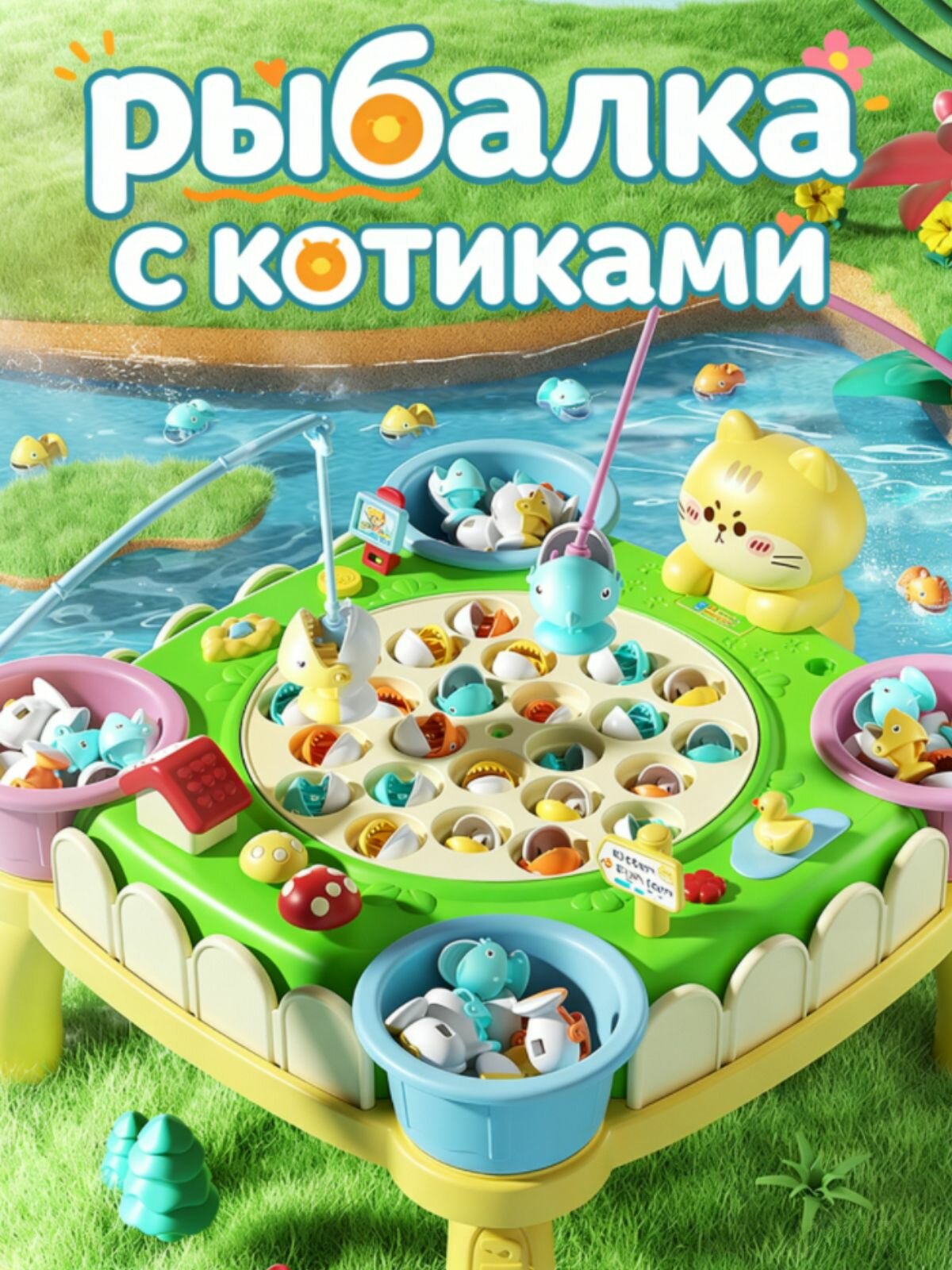 Детская магнитная рыбалка с котиками