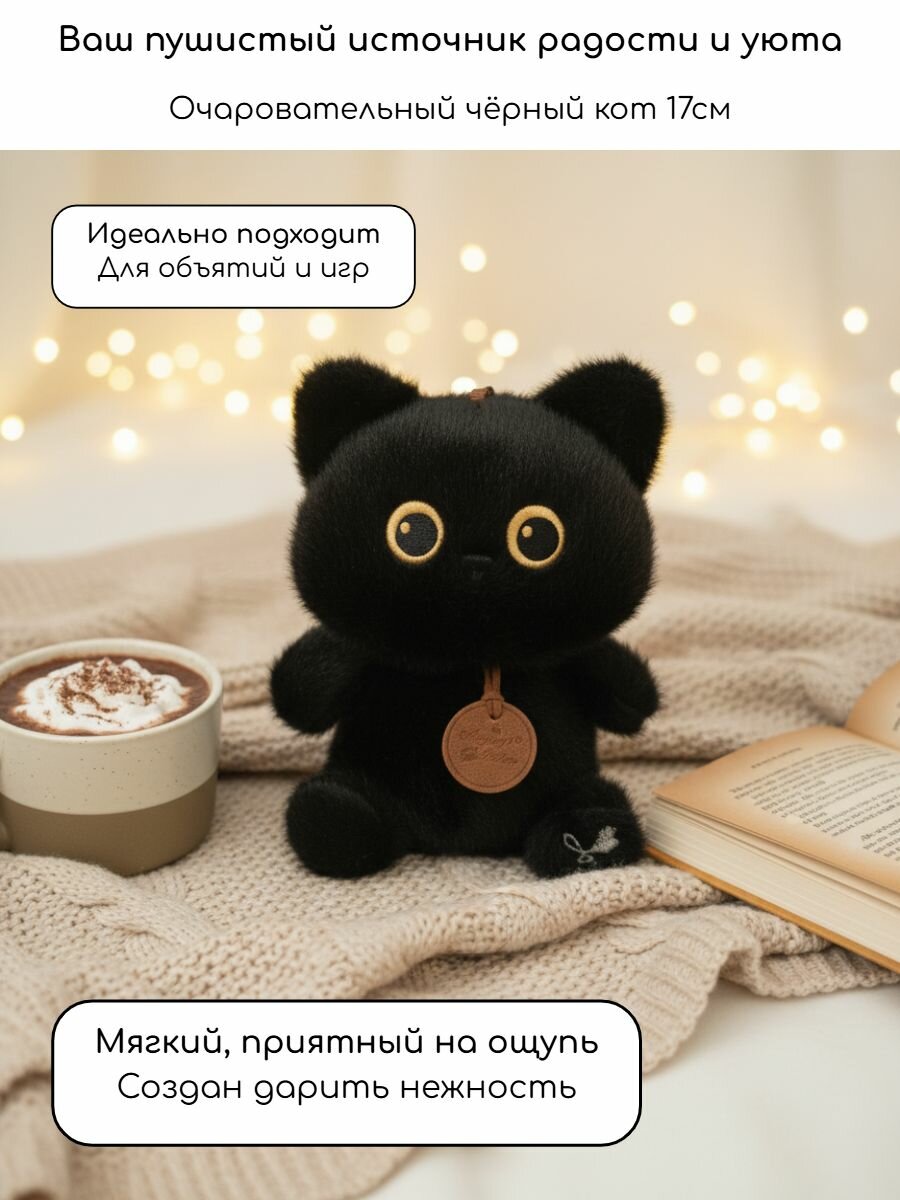 Мягкая игрушка - антистресс * Милый котик с большими глазами*. 17 см