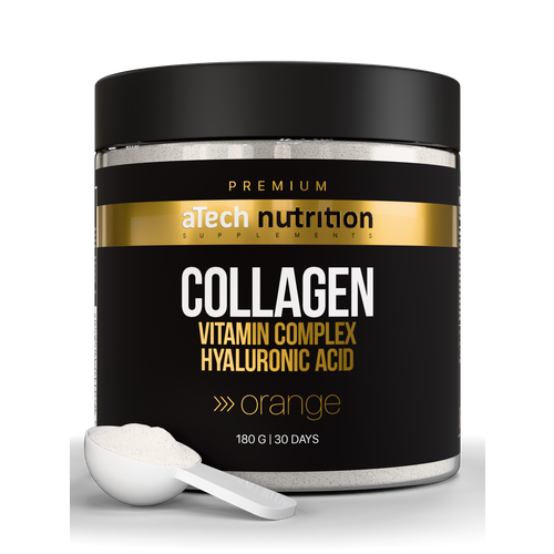 Коллаген aTech Nutrition Premium с витаминами группы В, гиалуроновой кислотой и витамином С 180 г вкус Апельсин