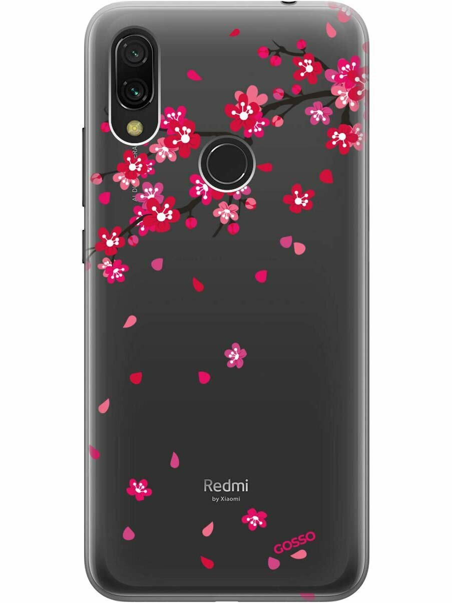 Ультратонкий силиконовый чехол-накладка Transparent для Xiaomi Redmi 7 с 3D принтом "Sakura"