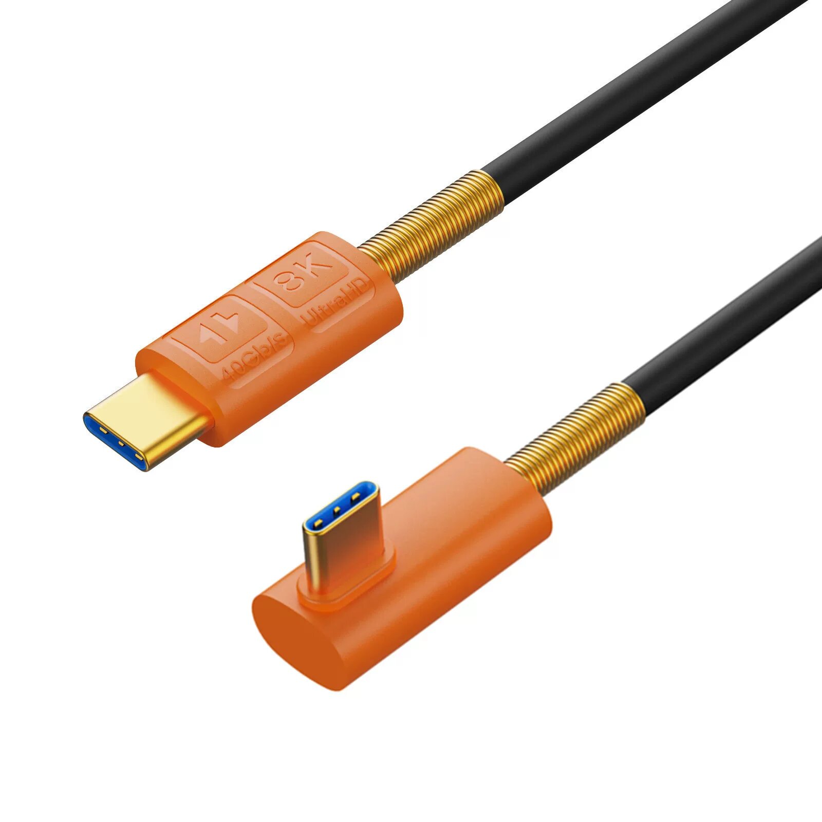 USB-C кабель 0,6 м прямой к среднему стоячему изгибу для передачи данных 40 Гбит/с и быстрой зарядки PD 240 Вт, гибкий