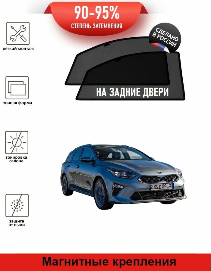Автошторки LATONIK на Kia Ceed 3 (2018-н. в) универсал на задние двери на магнитах