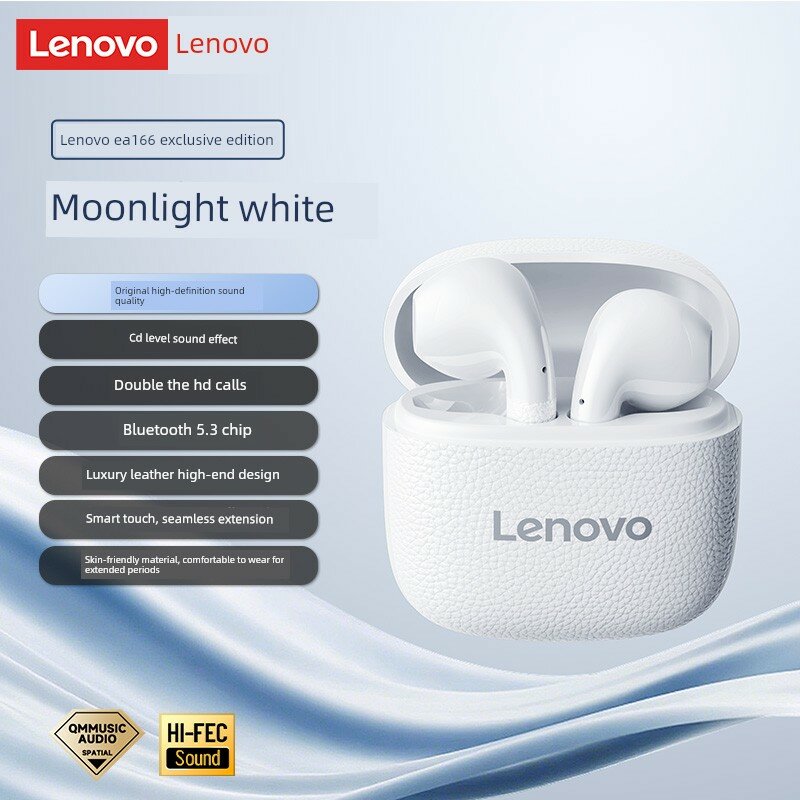 Lenovo Стандартные беспроводные наушники с высококачественным звуком, четкими звонками, Bluetooth 5.3 и комфортной