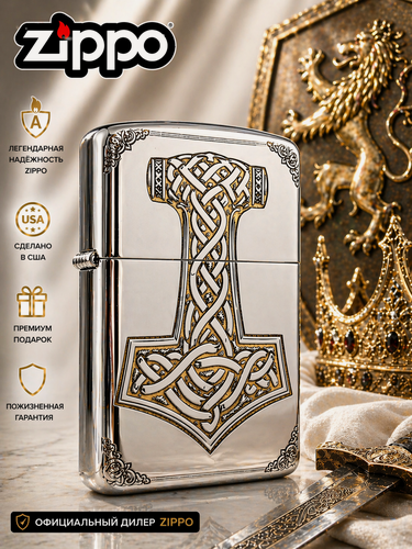 Изображение товара Зажигалка Zippo с гравировкой молот Тора