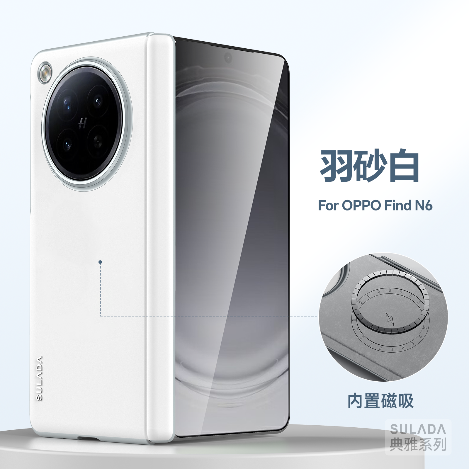 Чехол Для OPPO Find N6/Оппо Финд N6, soft touch, чехол-кардиомонитор, искусственная кожа, поликарбонат (PC), защита камеры, ударопрочный, усиленные углы, OPPO, OPPO Find N6, white,