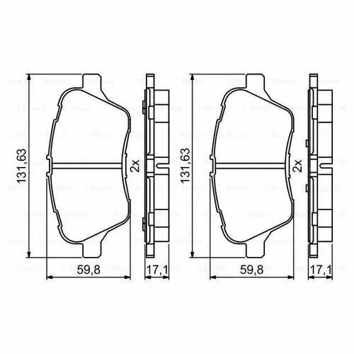 Комплект передних тормозных колодок Bosch 0986494792 для Ford B-MAX, Fiesta VI, Tourneo Courier, TRANSIT