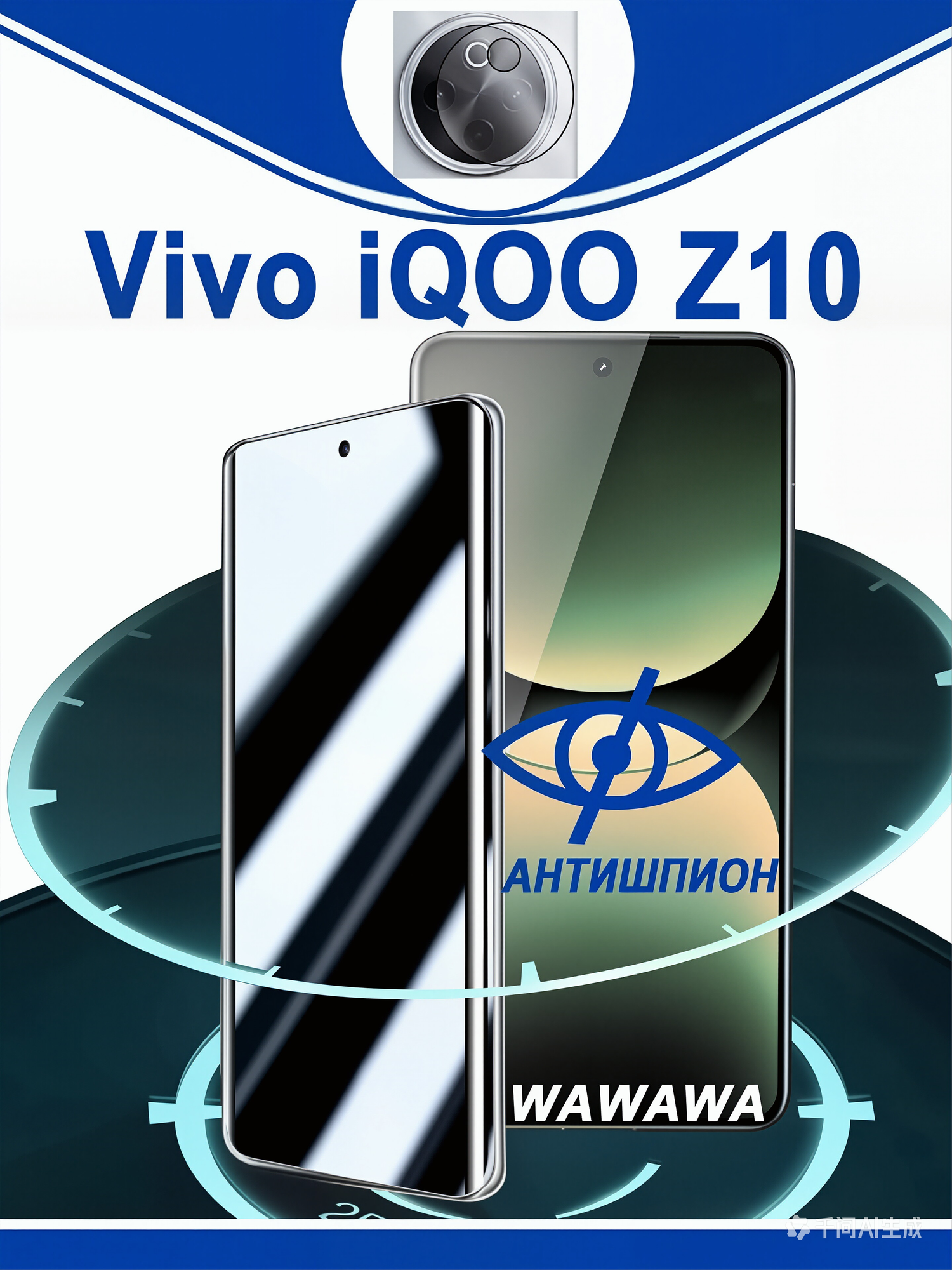 2 в 1 Защитное стекло для антишпион Vivo IQOO Z10 ( Виво айкью з10 ) с защитная пленка для линз