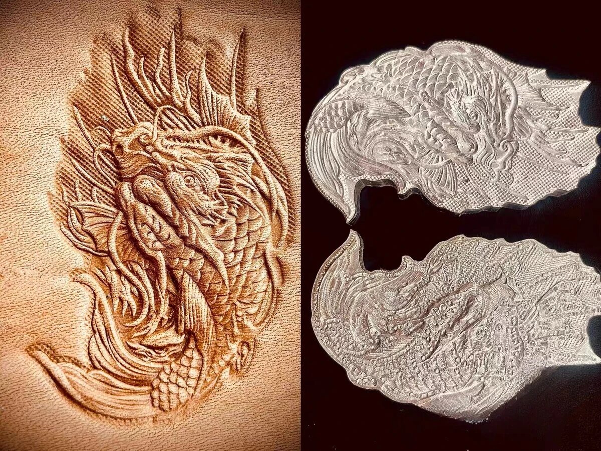 3D Форма для тиснения дракона из алюминиевого сплава NO.2 45x70mm