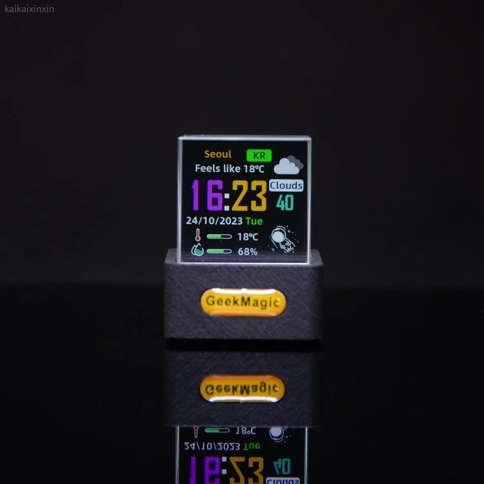 Голографические настольные часы GeekMagic Mini WiFi Crystal Cube, Креативный подарок с альбомом GIF-анимации, обратным отсчетом и погодой.