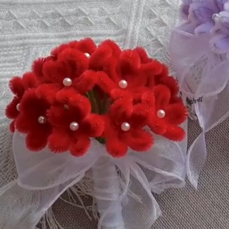 DIY набор для рукоделия ярко-красный средний размер 30 цветов для свадебного букета свадебное украшение фотоаксессуар