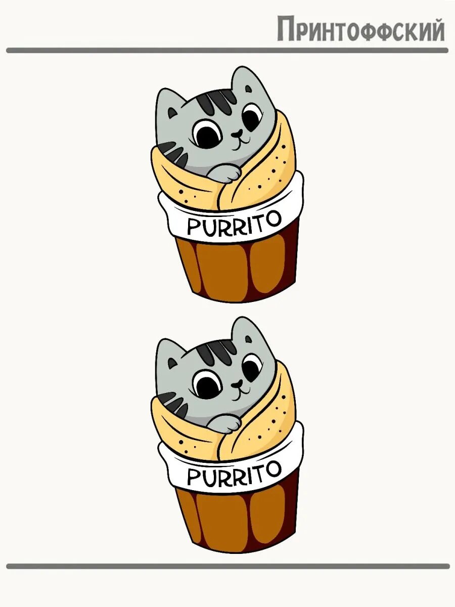 2-е (Две) Термонаклейки кот purrito